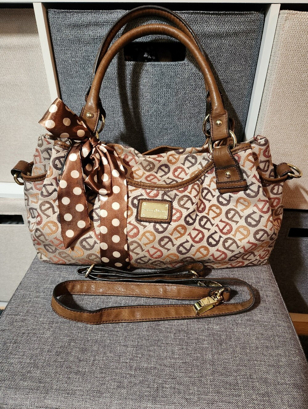 Etienne Aigner Vintage Signature Jacquard Satchel